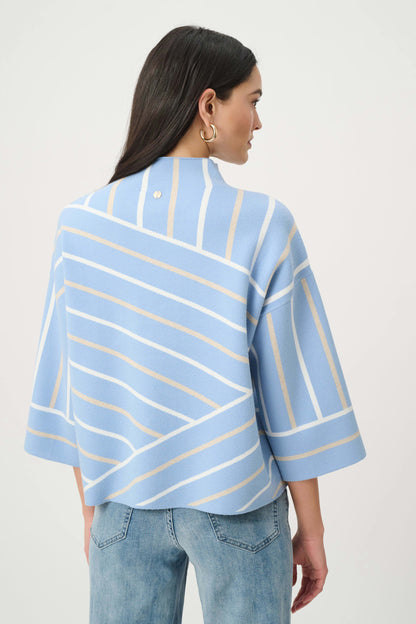Mock Neck Abstract Stripe Sweater. Style JR271903