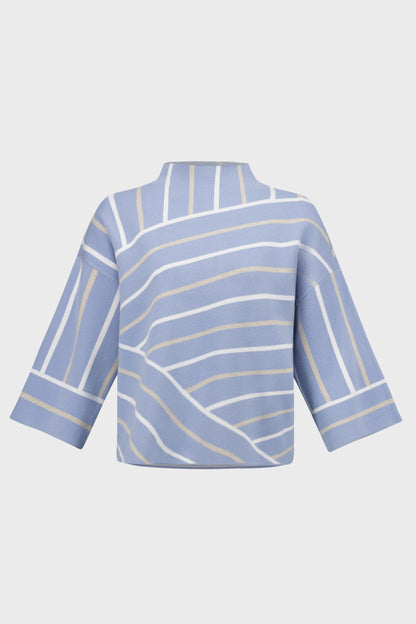 Mock Neck Abstract Stripe Sweater. Style JR271903