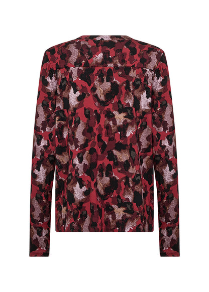 V-Neck Long Sleeve Abstract Print Top. Style SOYA4F27247