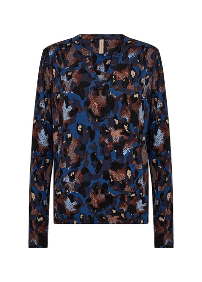 V-Neck Long Sleeve Abstract Print Top. Style SOYA4F27247