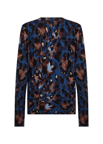 V-Neck Long Sleeve Abstract Print Top. Style SOYA4F27247