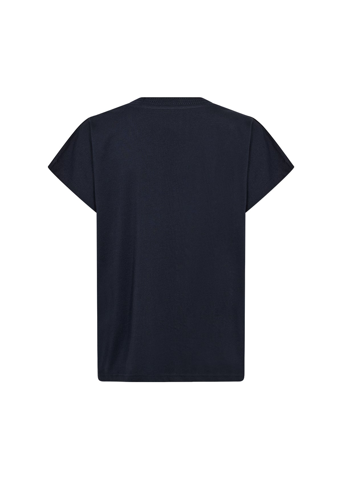Stitching Detail V-Neckline Short Sleeve Cotton Top. Style SOYA27476