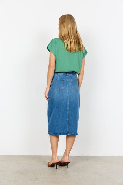 Stitching Detail V-Neckline Short Sleeve Cotton Top. Style SOYA27476