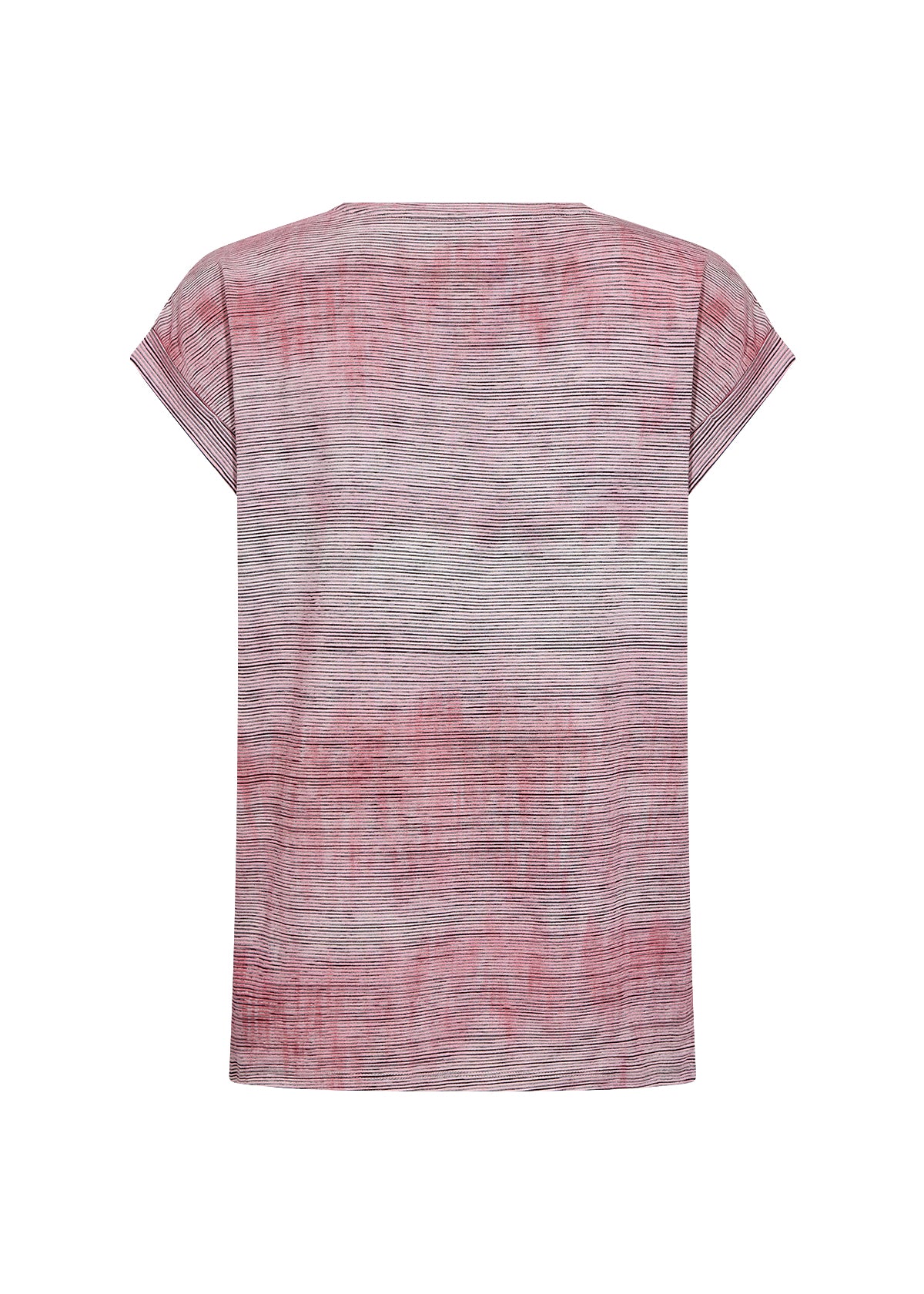 Horizontal Stripes Rolled Cuff Short Sleeve Top. Style SOYA27494