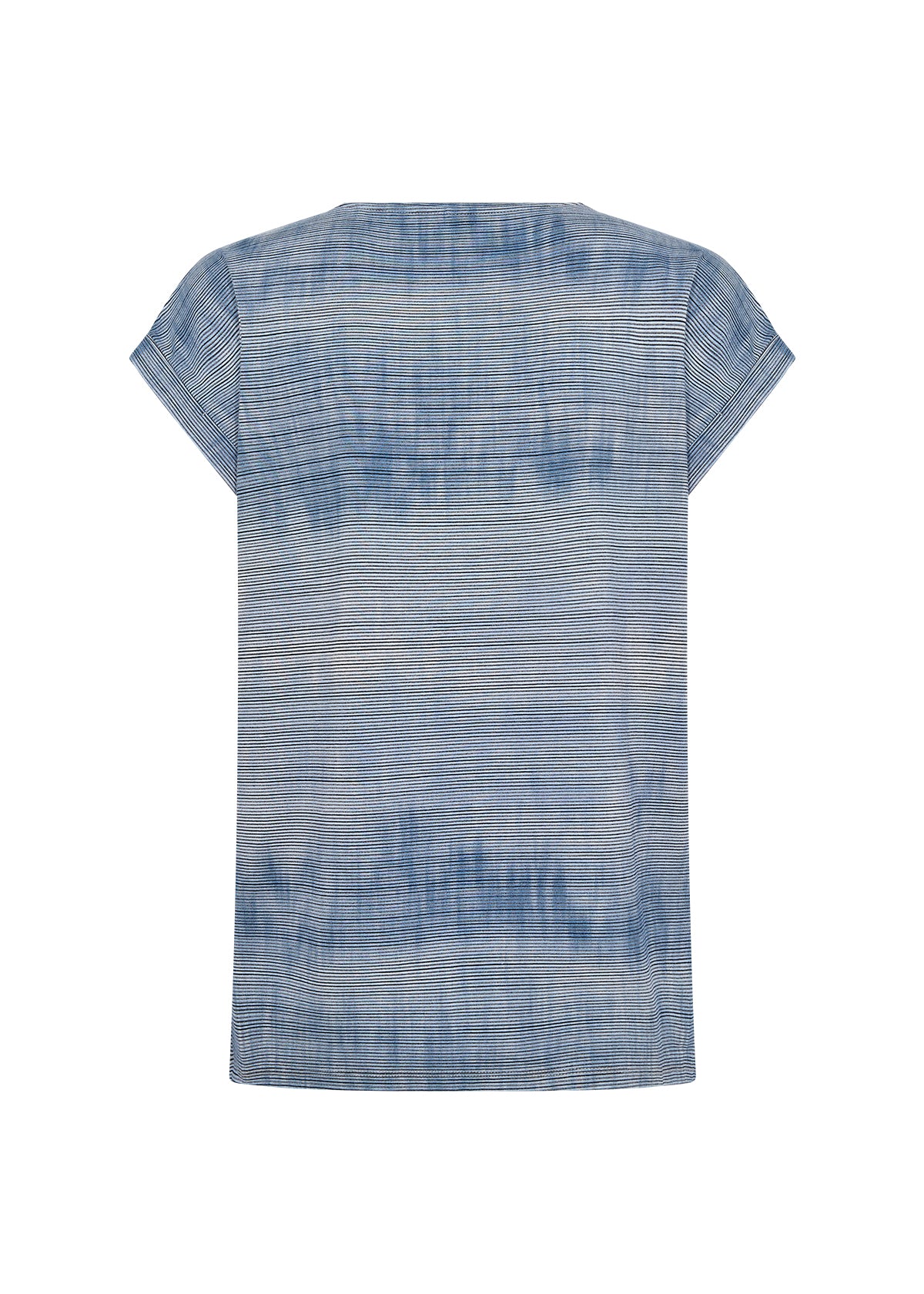 Horizontal Stripes Rolled Cuff Short Sleeve Top. Style SOYA27494