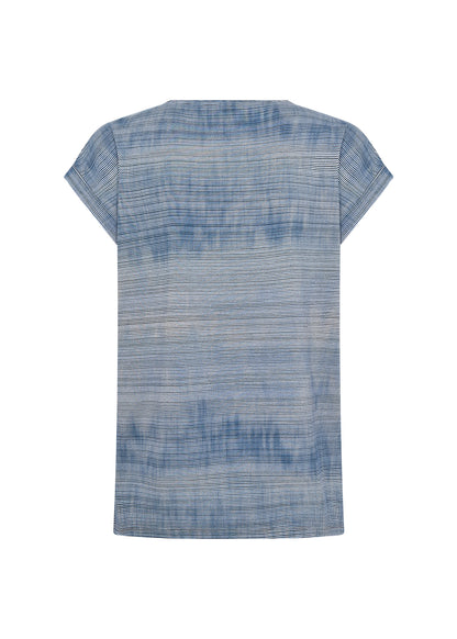 Horizontal Stripes Rolled Cuff Short Sleeve Top. Style SOYA27494