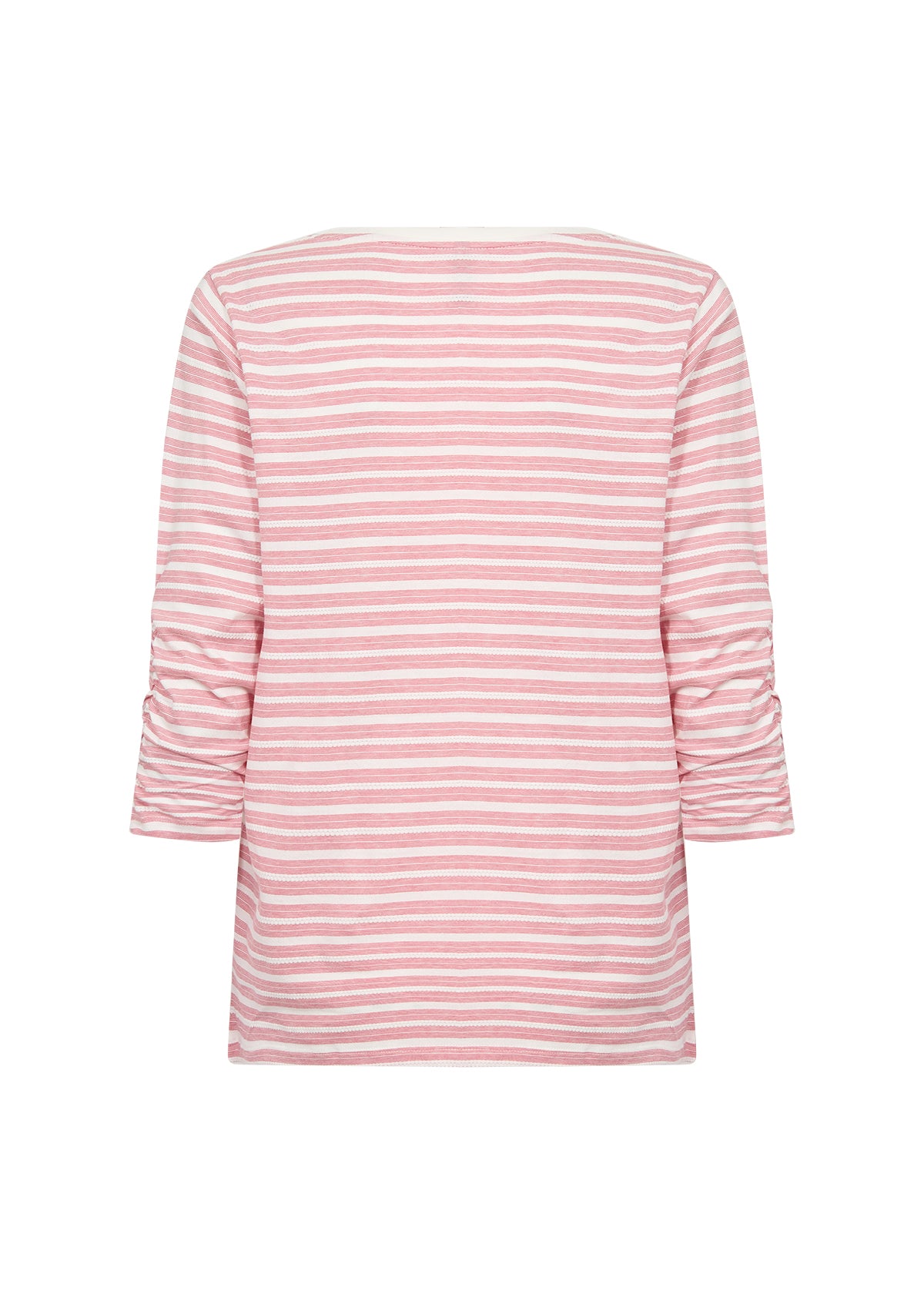 Cotton Lightweight Stripes 3/4 Ruched Sleeves Top. Style SOYA27501