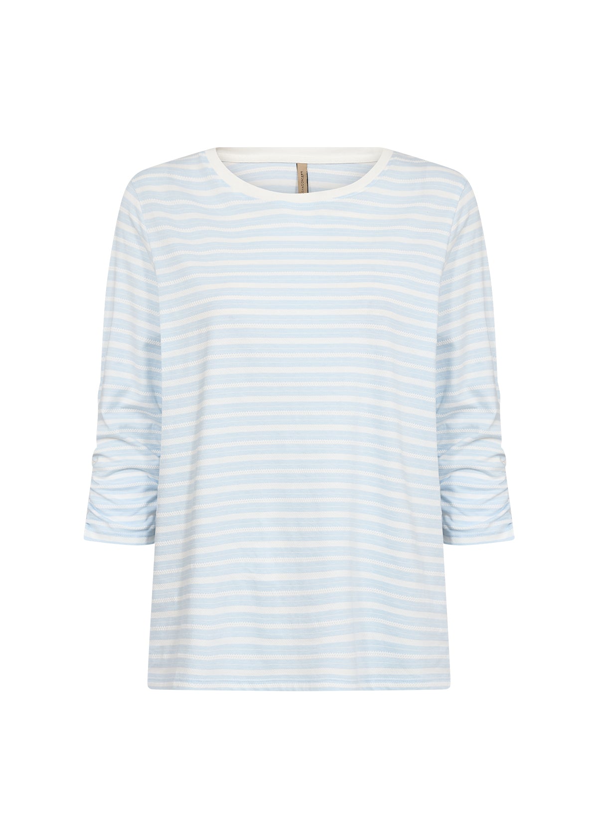 Cotton Lightweight Stripes 3/4 Ruched Sleeves Top. Style SOYA27501
