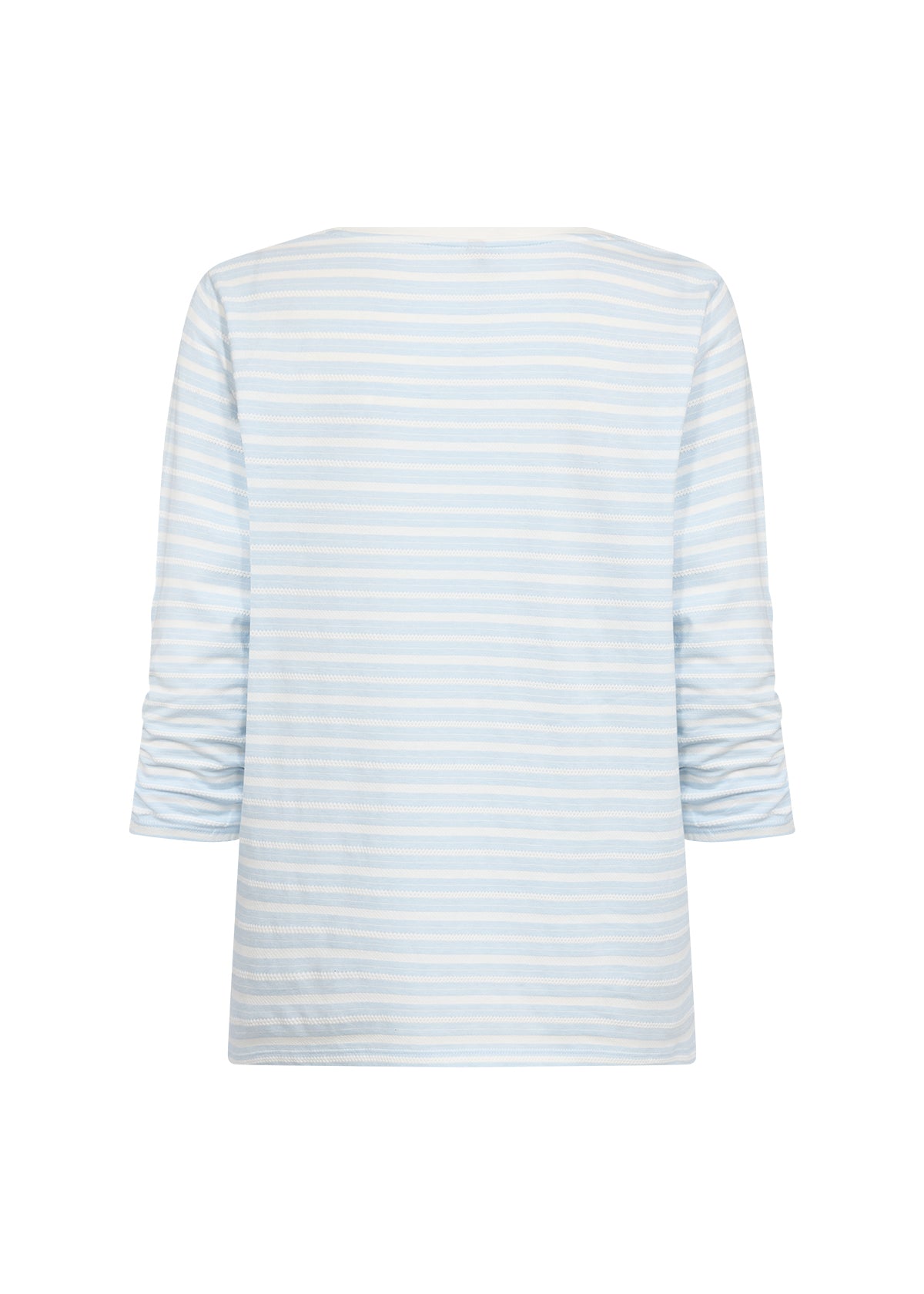 Cotton Lightweight Stripes 3/4 Ruched Sleeves Top. Style SOYA27501