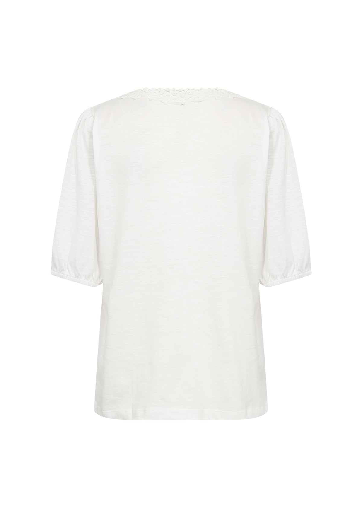 Crochet Trim V-Neck Short Sleeve Elastic Cuffs Top. Style SOYA27507