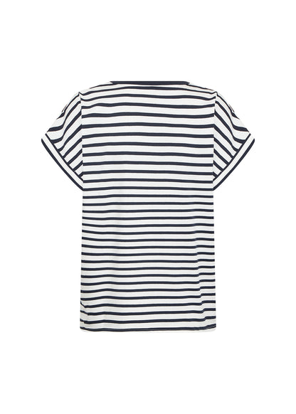 Basic Round Neck Striped Short Sleeve Top. Style SOYA27513