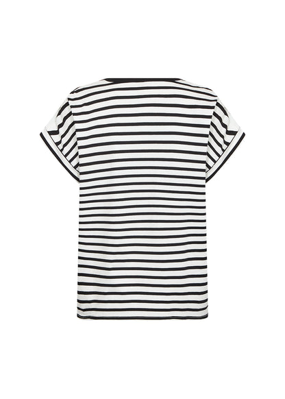 Basic Round Neck Striped Short Sleeve Top. Style SOYA27513