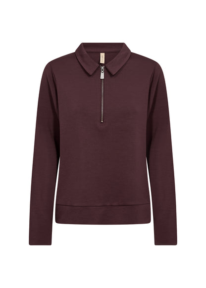1/3 Zip Collared Long Sleeve Top. Style SOYA27764