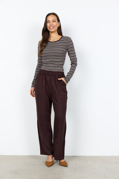 Long Sleeve Round Neck Striped Ribbed Top. Style SOYA27808