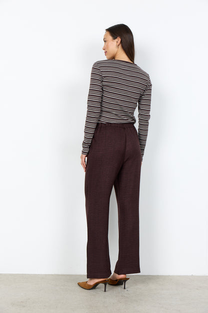 Long Sleeve Round Neck Striped Ribbed Top. Style SOYA27808