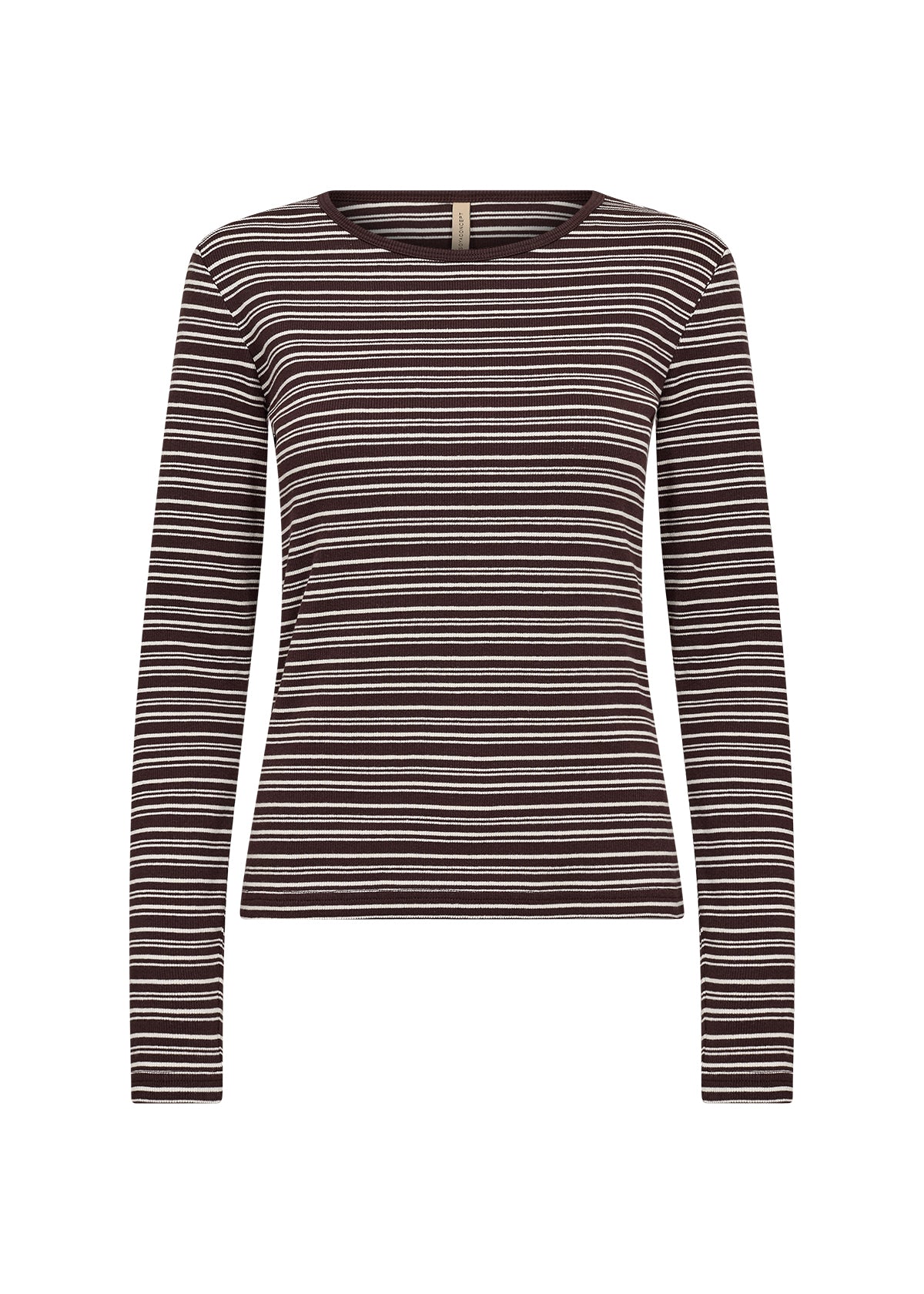 Long Sleeve Round Neck Striped Ribbed Top. Style SOYA27808