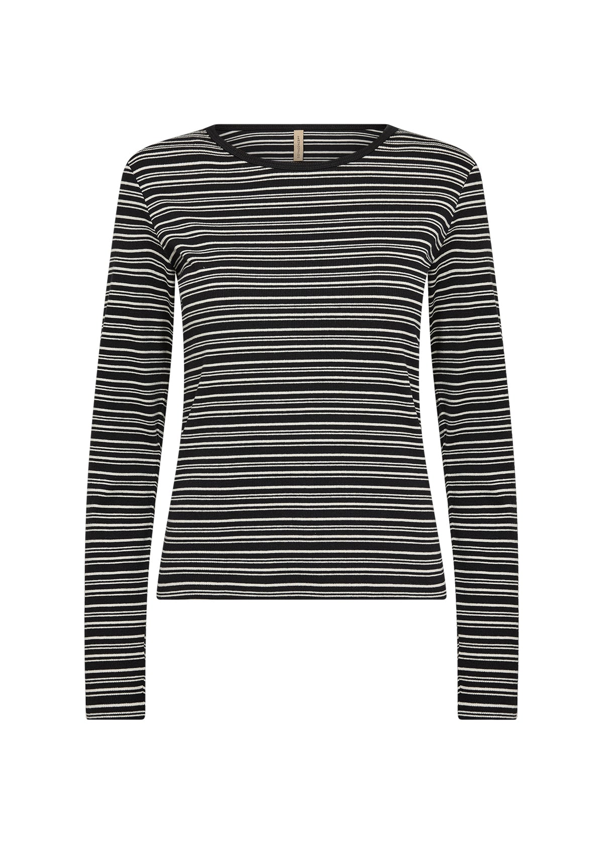Long Sleeve Round Neck Striped Ribbed Top. Style SOYA27808