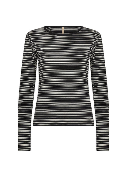 Long Sleeve Round Neck Striped Ribbed Top. Style SOYA27808