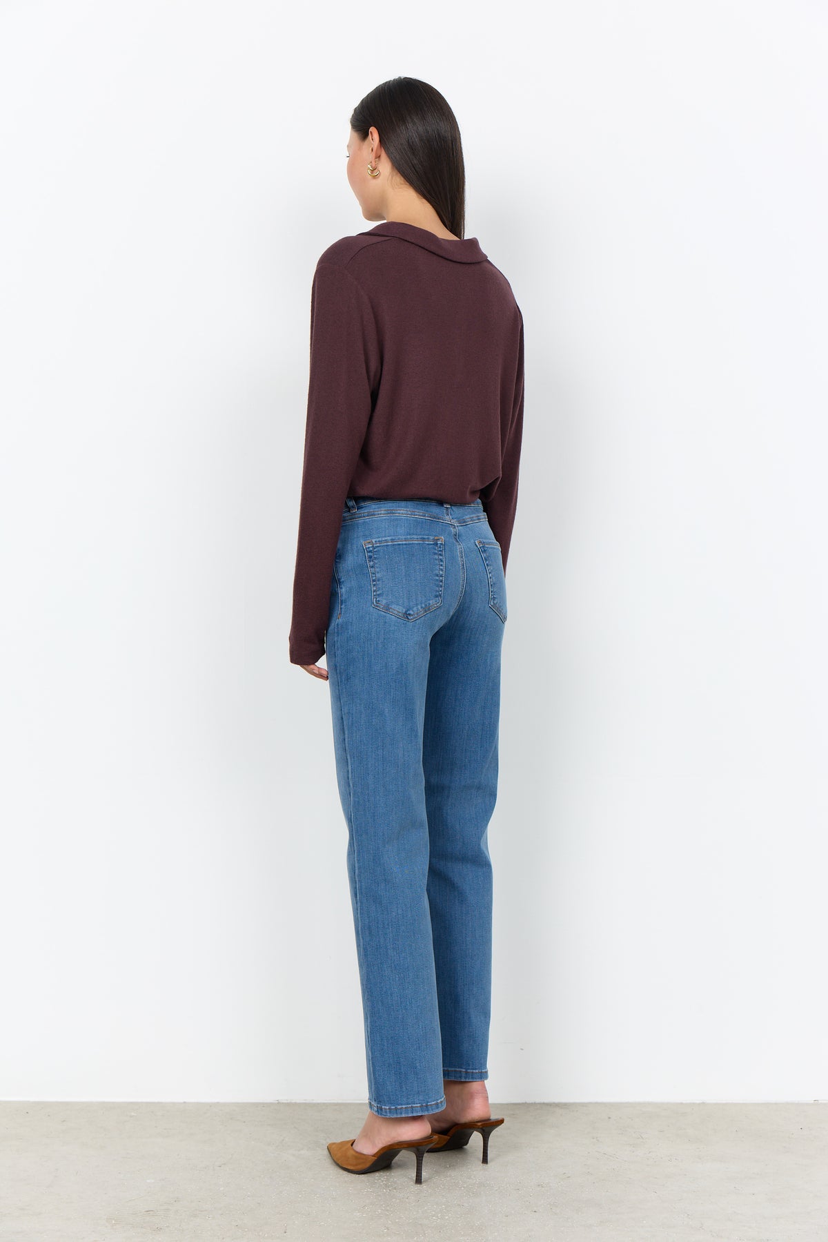 Collar Soft & Stretchy Long Sleeve Top. Style SOYA27829