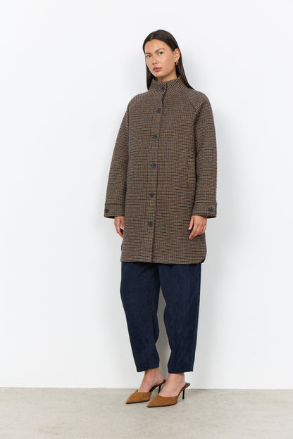 Houndstooth Button Front Mock Neck Jacket. Style SOYA27832