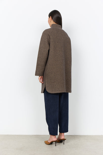 Houndstooth Button Front Mock Neck Jacket. Style SOYA27832