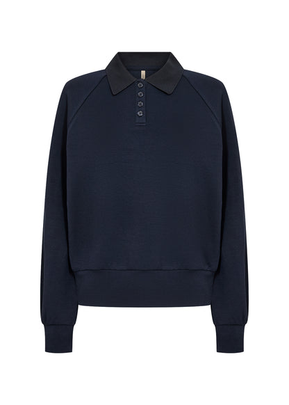 Long Sleeve Collared 1/2 Button-Up Neck Top. Style SOYA27856
