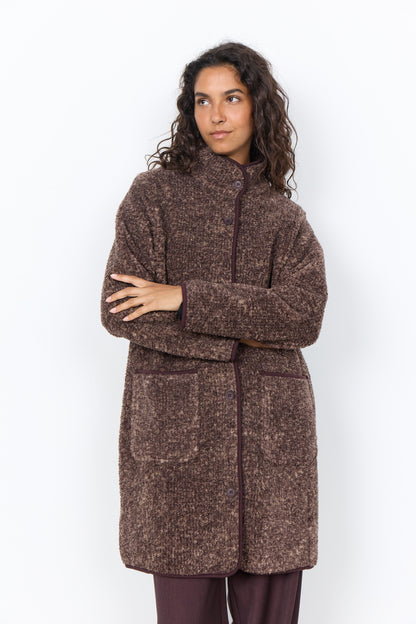 Boucle Mock Neck Button Front Jacket. Style SOYA27880