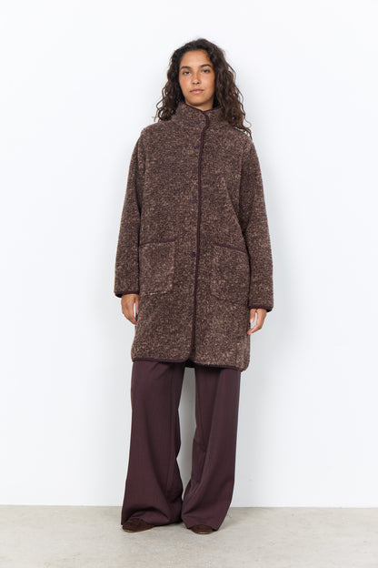 Boucle Mock Neck Button Front Jacket. Style SOYA27880