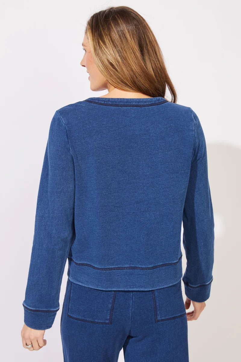 Colour Washed Terry Cropped Button Front Cardigan. Style ESC28092
