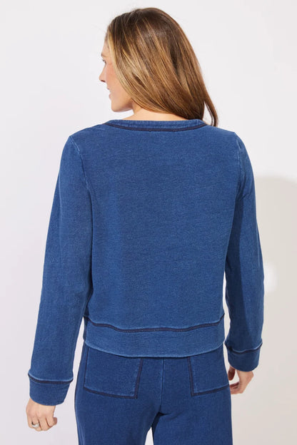 Colour Washed Terry Cropped Button Front Cardigan. Style ESC28092
