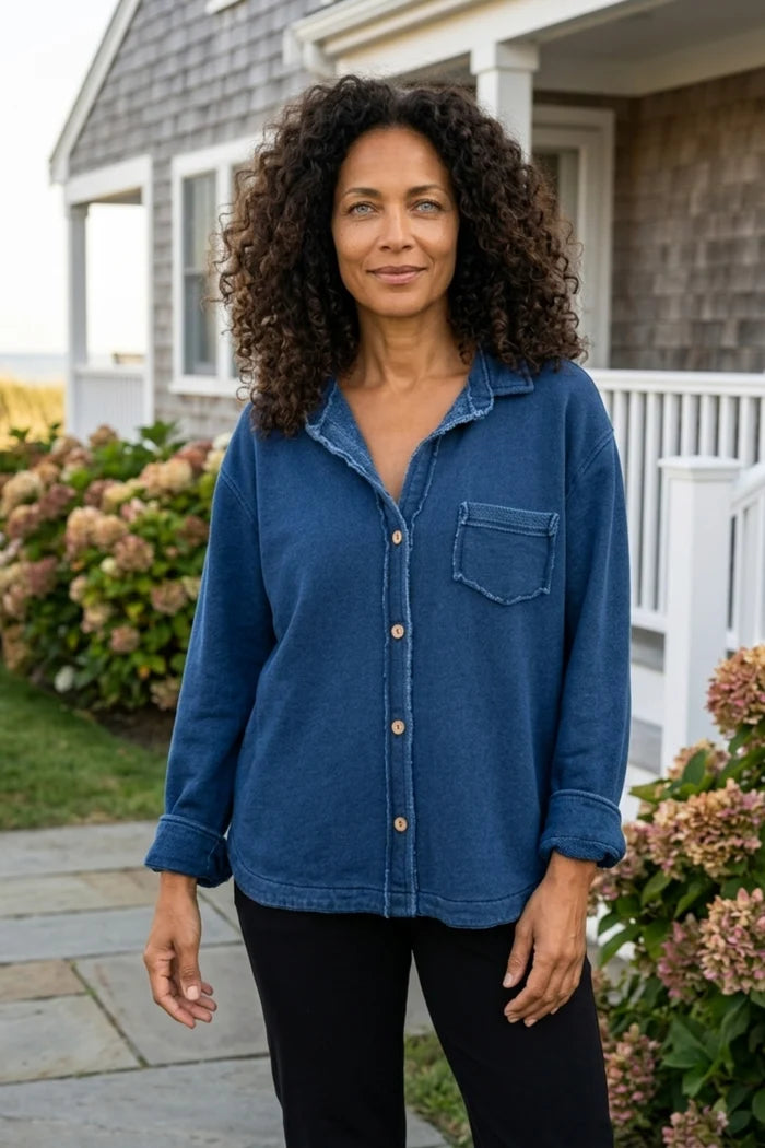 Colour Wash Terry Anywhere Shacket. Style ESC28095