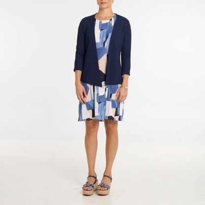 Open Front 3/4 Sleeve Lightweight Crepe Fabric Cardigan. Style MIS404J