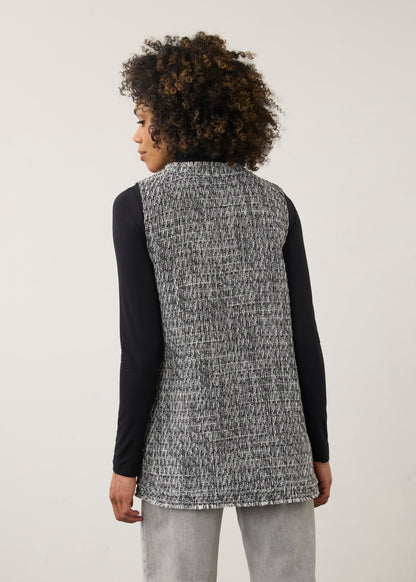 Long Length Open Front Tweed Vest. Style FD10008239