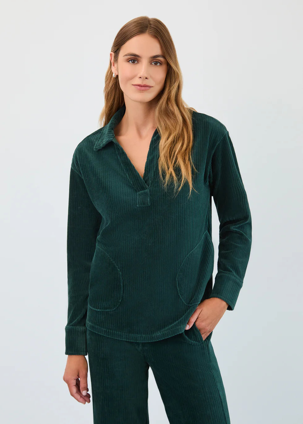 Velour Corduroy Pull-Over Top. Style FD3039148