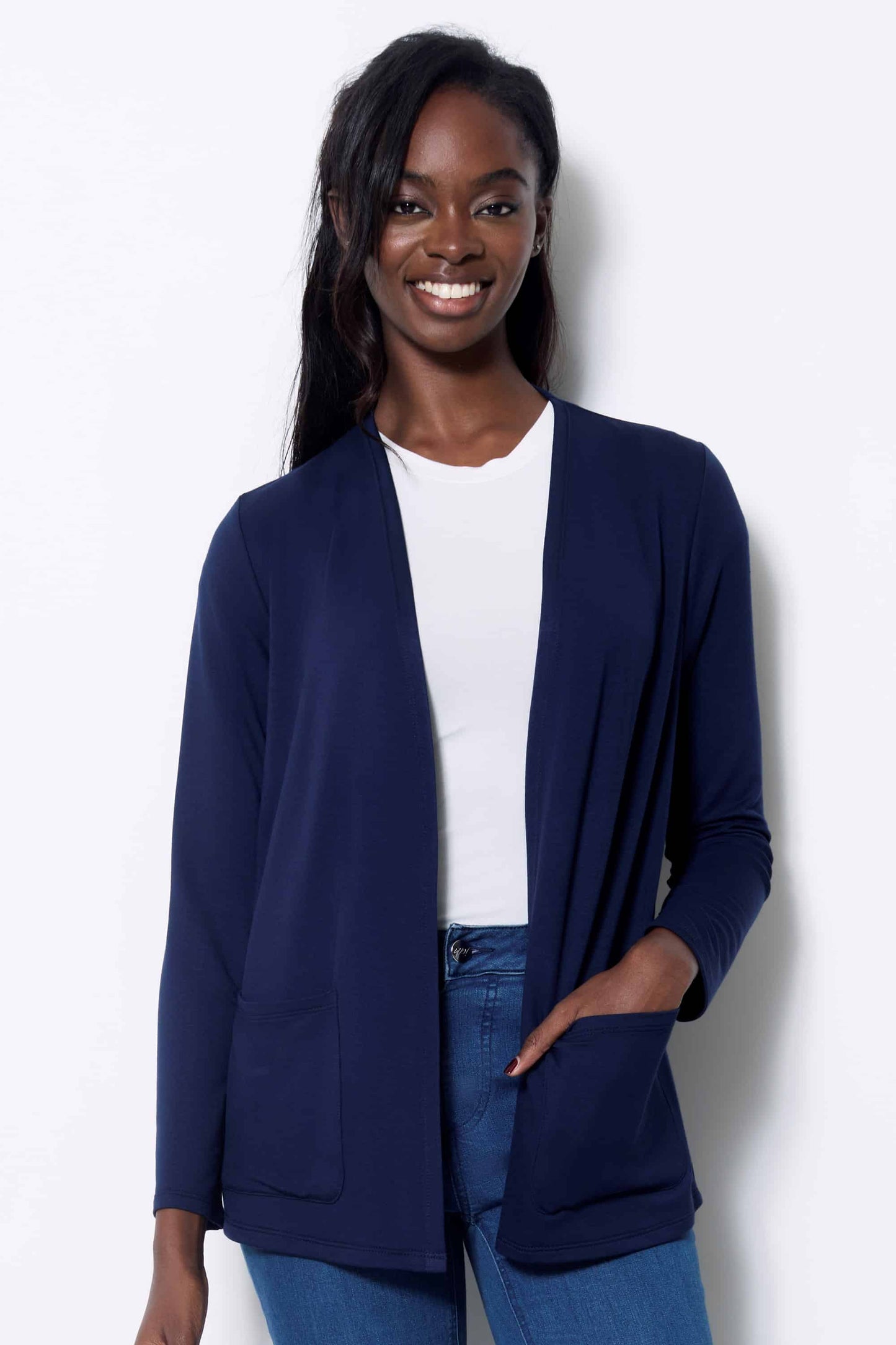 Long Sleeve Solid Colour Open Front Cardigan. Style UP30413