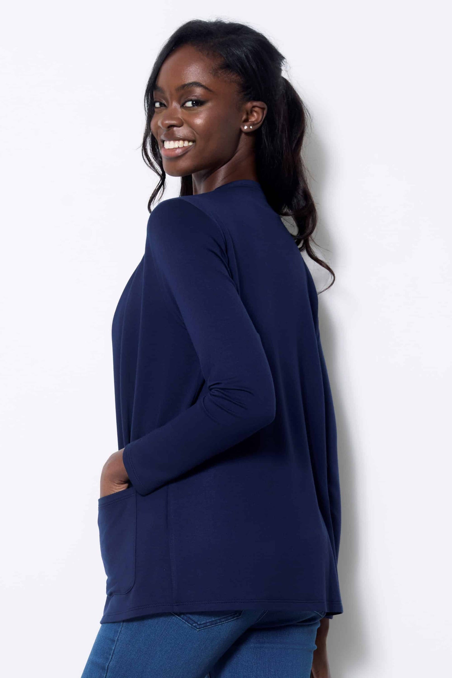 Long Sleeve Solid Colour Open Front Cardigan. Style UP30413