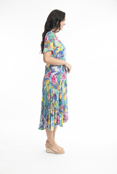 Ios Godet Floral High Low Midi Dress. Style ORI3086