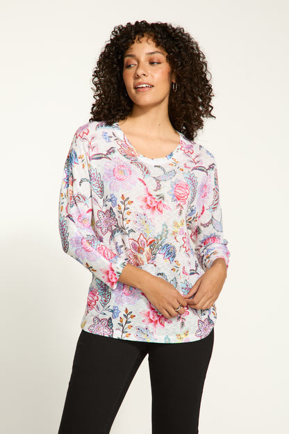 Relaxed Fit Printed Dolman Top. Style FD3093955