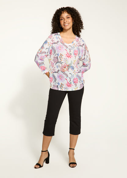 Relaxed Fit Printed Dolman Top. Style FD3093955