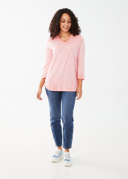 3/4 Sleeve Spit Neck Top. Style FD3107476