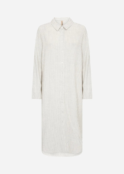 Vertical Stripes Button Front Shirt Style Midi Dress. Style SOYA41588
