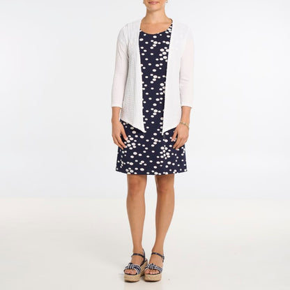 Open Front 3/4 Sleeve Lightweight Crepe Fabric Cardigan. Style MIS404J