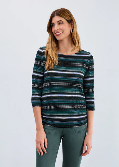 3/4 Sleeve Ruched Side Top. Style FD3245109