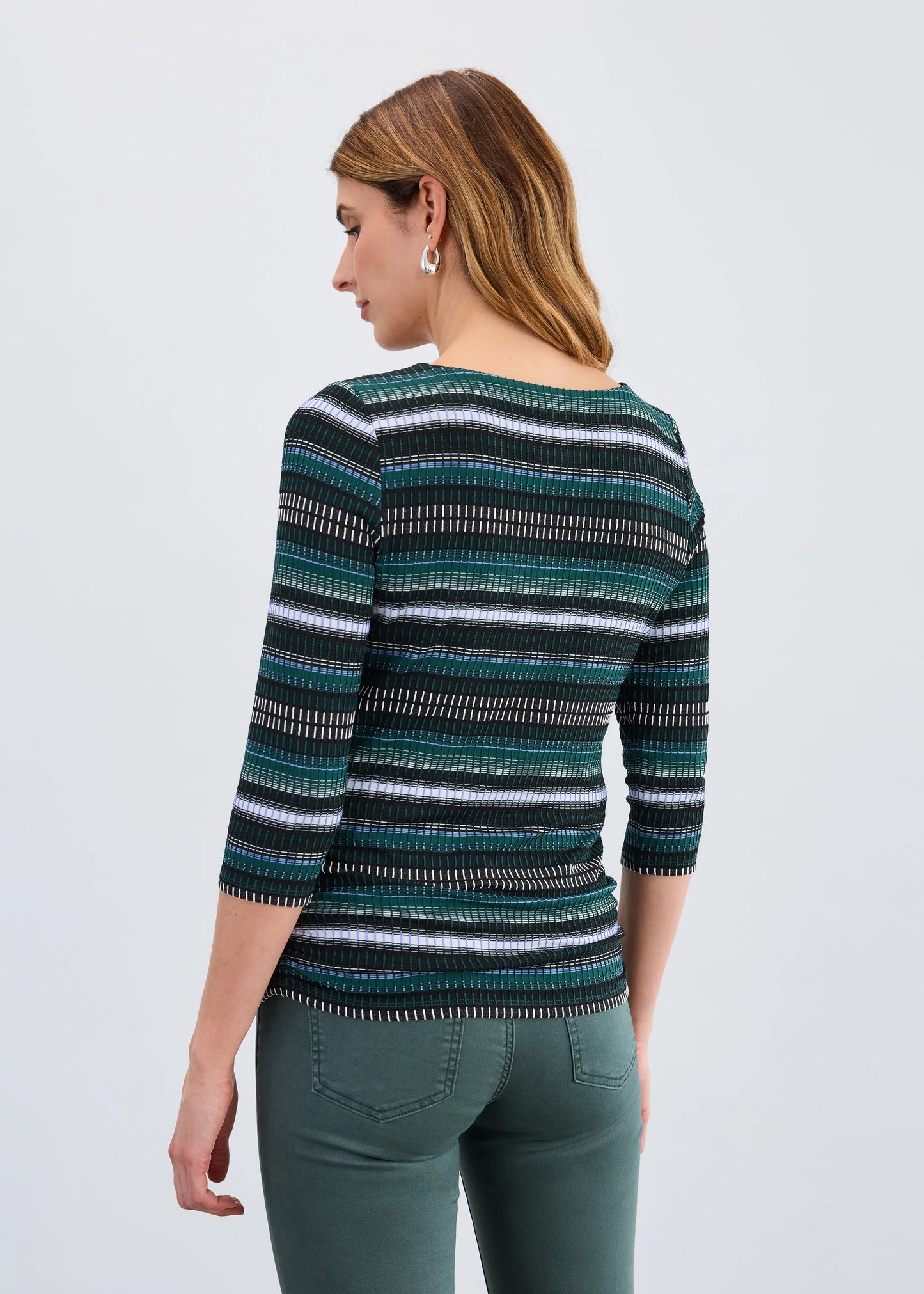 3/4 Sleeve Ruched Side Top. Style FD3245109
