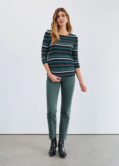 3/4 Sleeve Ruched Side Top. Style FD3245109
