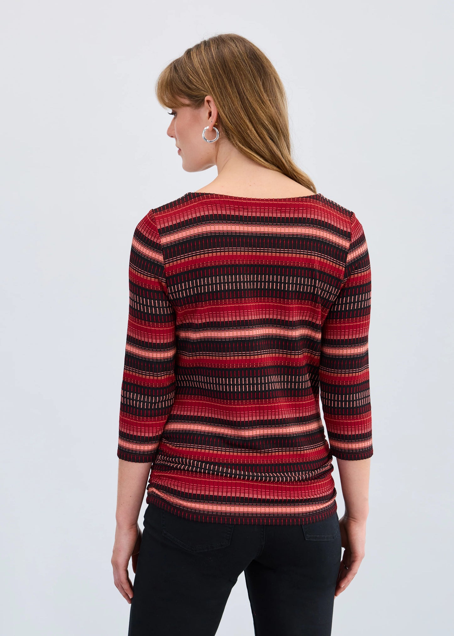 3/4 Sleeve Ruched Side Top. Style FD3245109