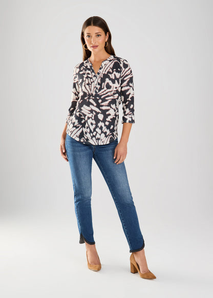 3/4 Tab Sleeve Henley Top. Style FD3257451