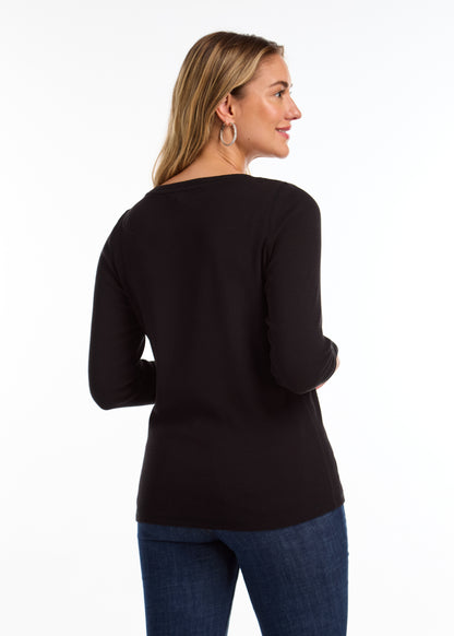 Ribbed Solid Boat Neck Top. Style FD3259161