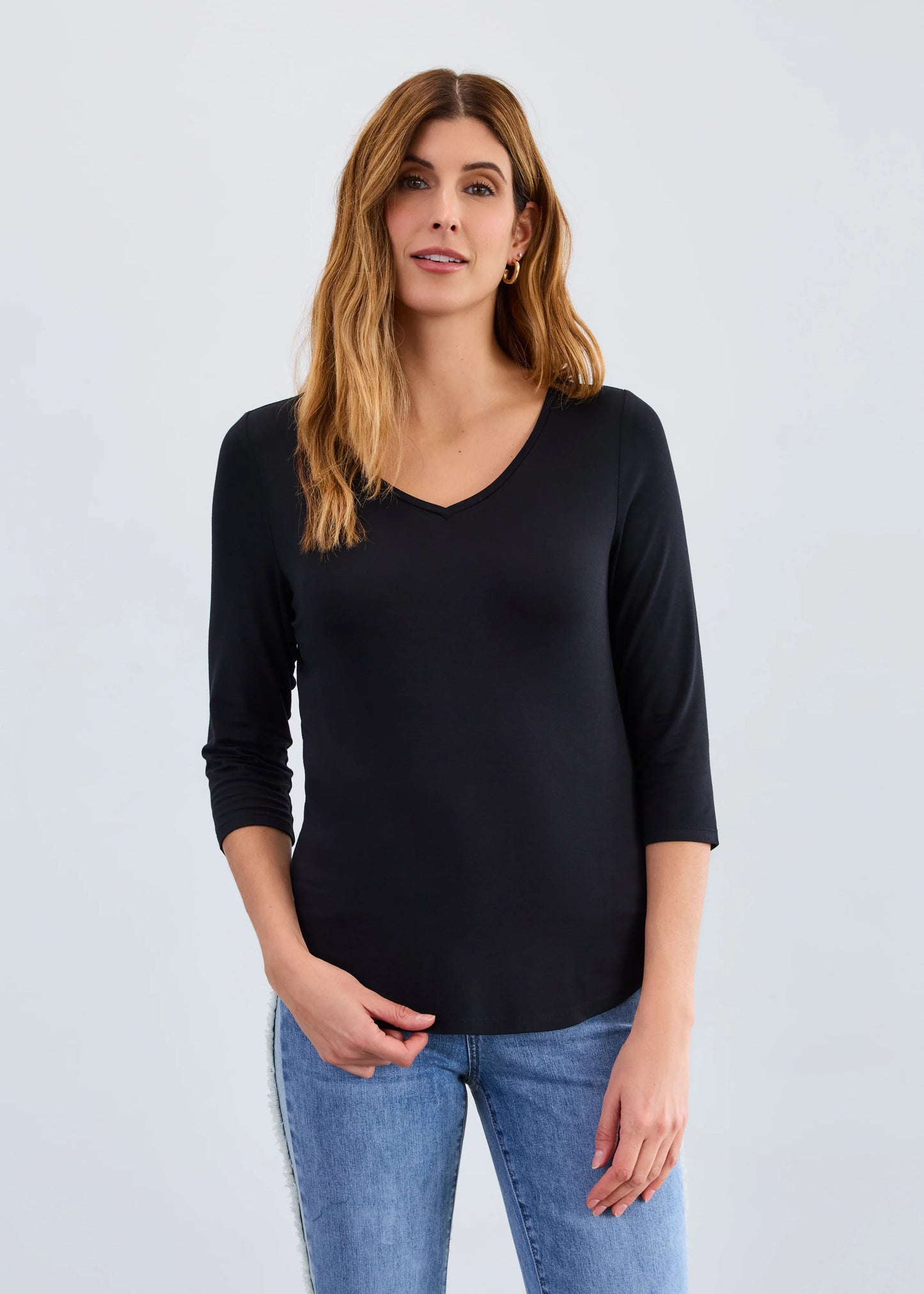 3/4 Sleeve V-Neck Top. Style FD3318756