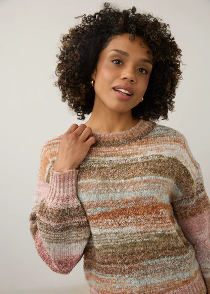 Boat Neck Boucle "Space Dye" Sweater. Style FD1285891